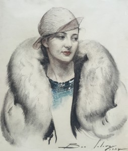 Rae in Fur Coat Charcoal & pastel, 1934