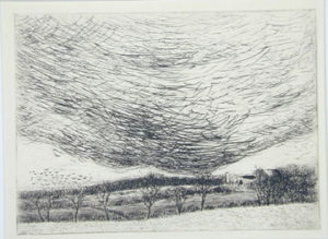 Approaching Storm Etching on paper, 14 x 17 in, c. 1974-78