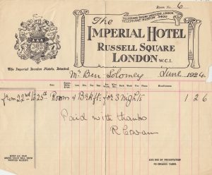 Bill for Hotel Imperial stay.